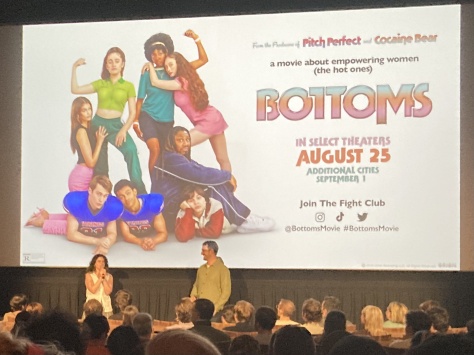 Director Emma Seligman introduces a screening of her new film, Bottoms, at The Metrograph in New York City.